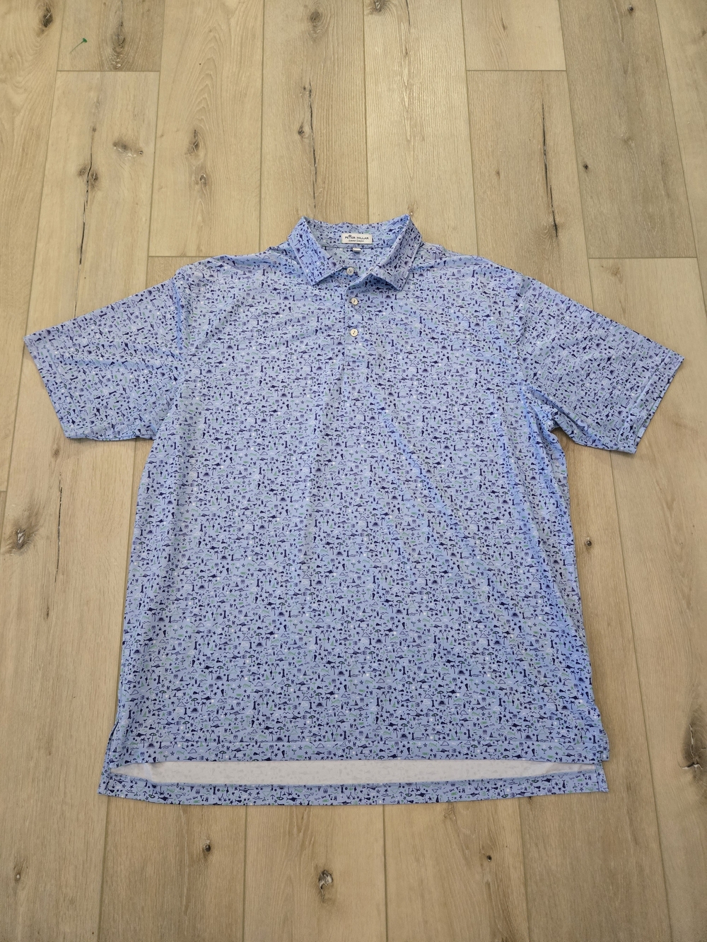 Peter Millar Summer Comfort Golf Polo Mens XL Blue Nautical Beach Novelty Print